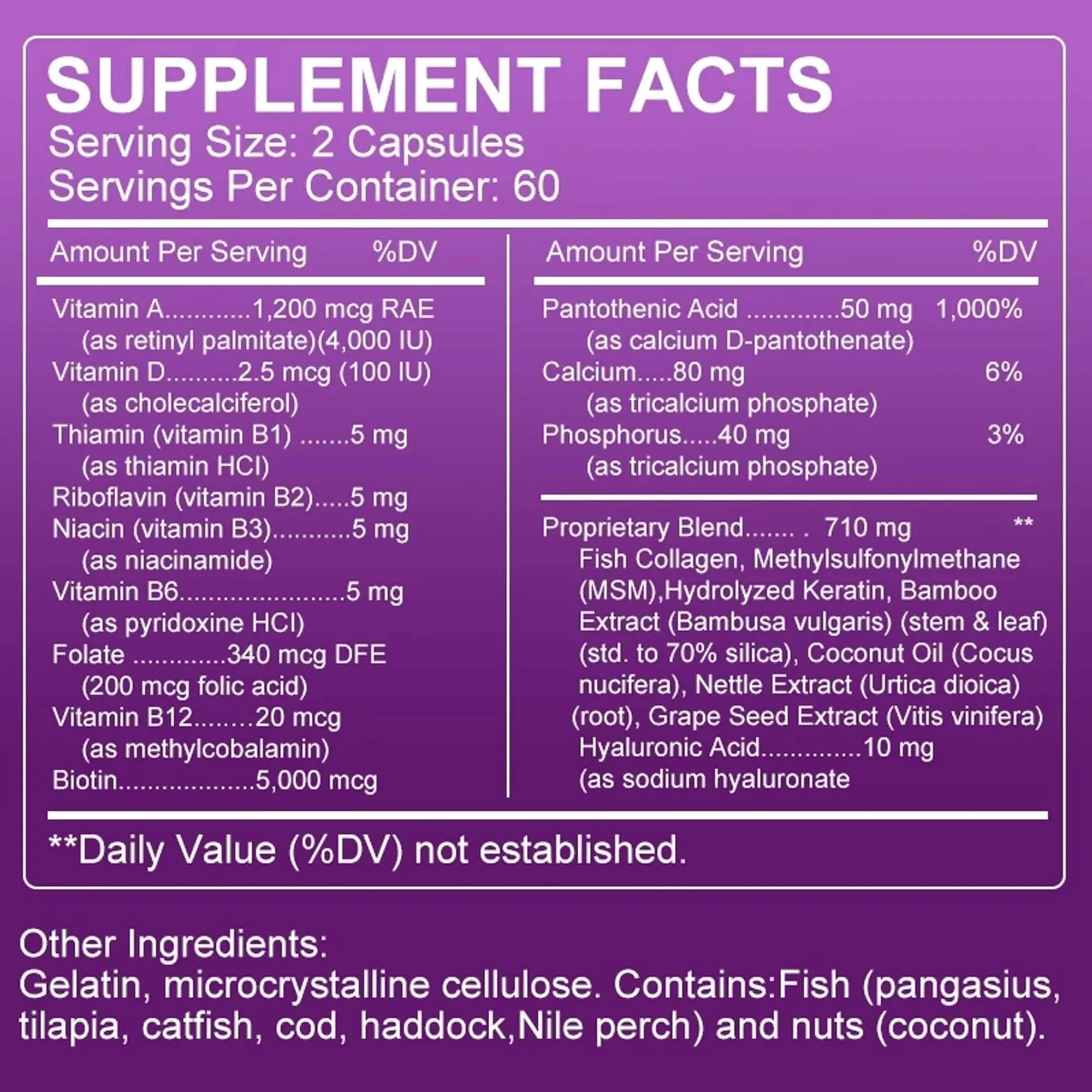 Biotin Collagen and Keratin Supplement - Supports Nails and Hair, Smooth Skin, Joint and Bone Health