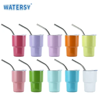 미니 와인 잔, 스테인레스 스틸 맥주 머그잔, 칵테일 주스 위스키 컵용 빨대 텀블러 포함, 60ml/3oz 