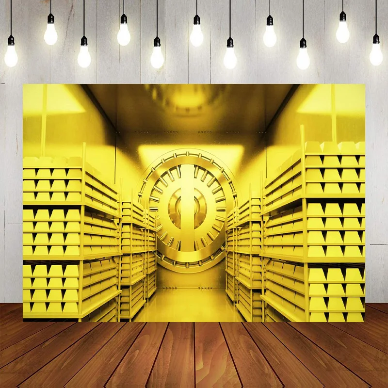 Bank Vault Backdrop Gold Birthday Bank Door Storage Room Robber Theme Photography Background Money Safe Vault Party Banner Decor