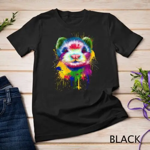 Ferret Artwork Face Hand Painting Splash Art Pet Polecat Unisex T-shirt