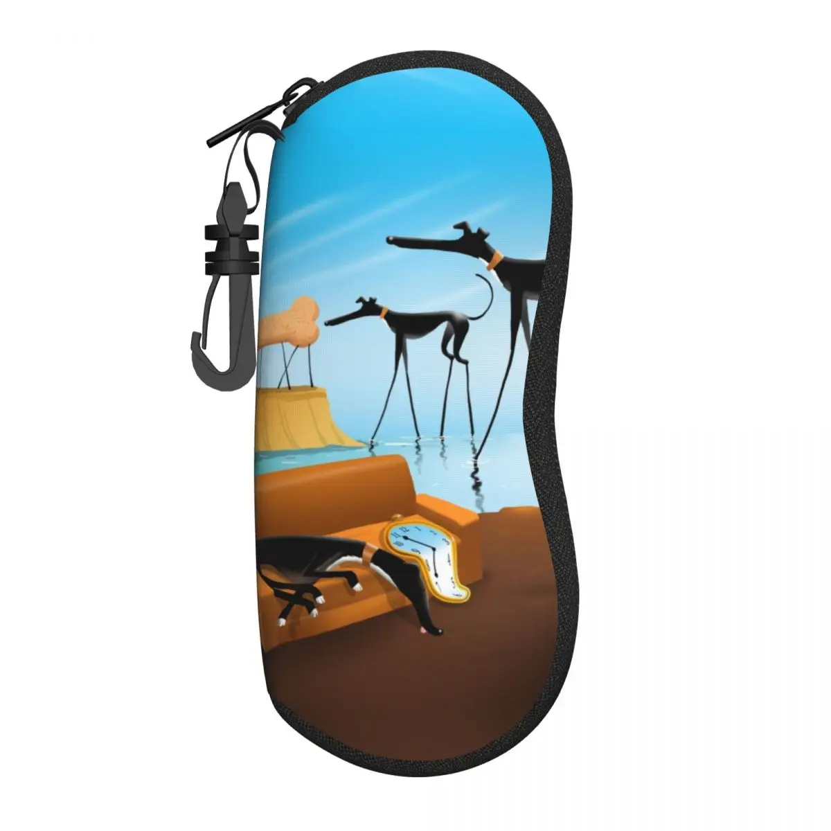 Estuche para gafas personalizado de Salvador Dalí, divertido galgo Lurcher, Cool Whippet Sighthound Dog Art Shell, estuche para gafas, caja para gafas de sol