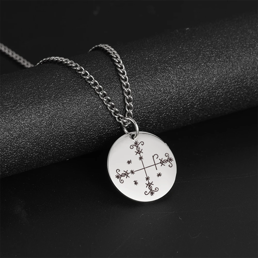 Dawapara Papa Legba Voodoo Halskette Ritual Altar Anhänger Ezili Dantor Vodou Loa Veve Symbol Okkultes Amulett Edelstahl – Detail 14