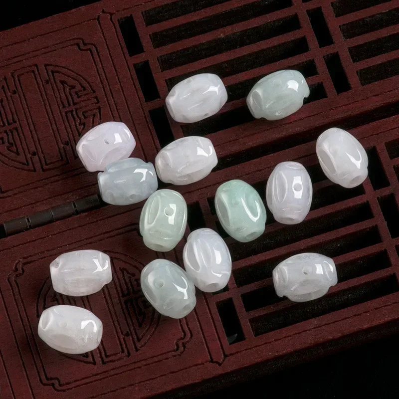 

50pcs 8*12mm Myanmar Jadeite Hollow Money Rice Beads Loose Beads Ice Glutinous Rice Beads Jewelry Accessories Wholesale