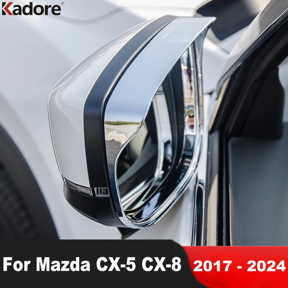

Rearview Mirror Cover Trim For Mazda CX5 CX-5 KF CX-8 2017-2023 2024 Car Side Mirrors Rain Shield Sun Visor Frame Accessories