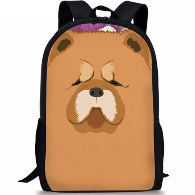 Kawaii Chow Dog Print Student School Bag Teenager Daily Casual Backpack Boys Girls Book Bag Women Men Travel Storage Rucksack