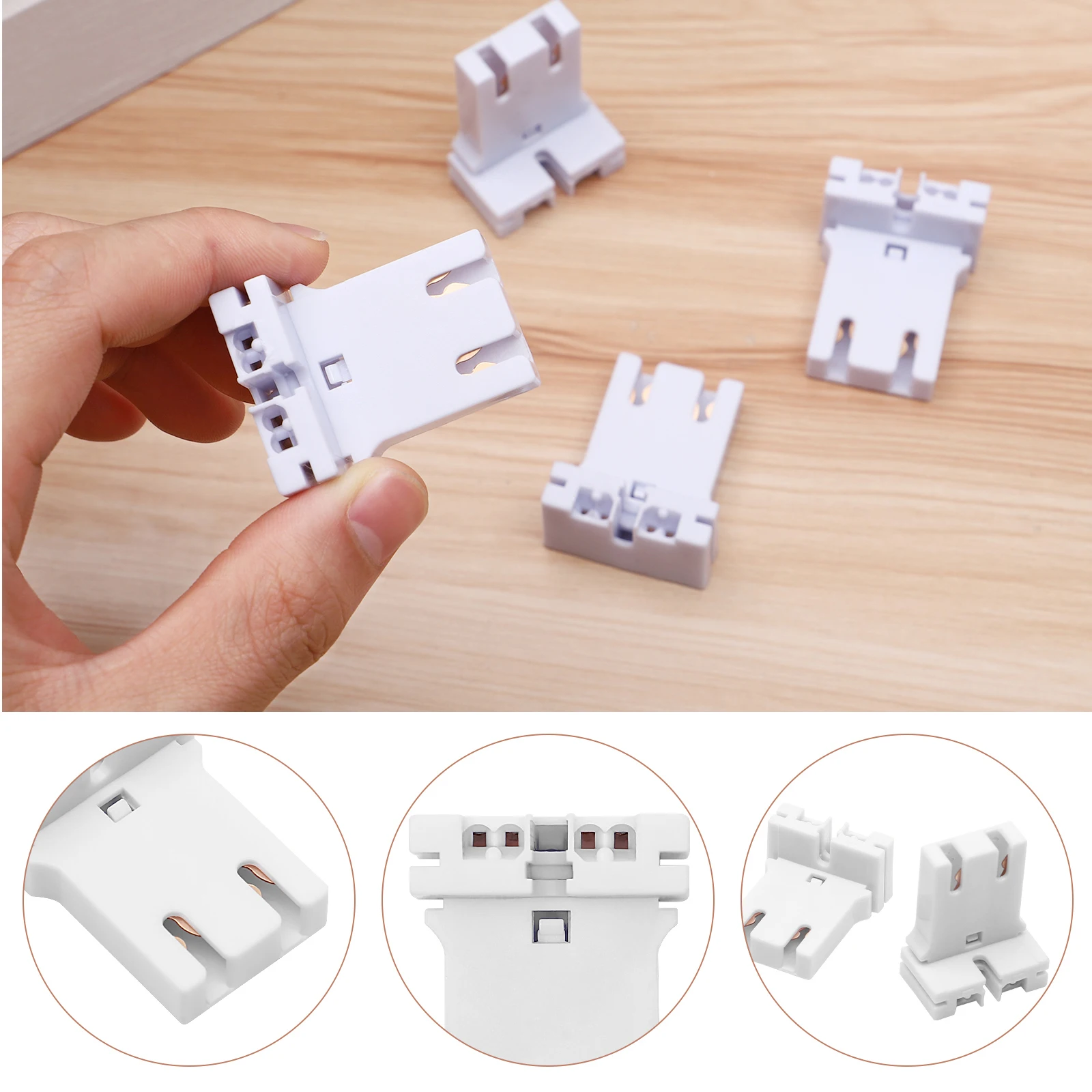 

10pcs Fluorescent Lamp Holder T12 LED Base Sockets Plug Home Office Lighting Durable Material Easy Install