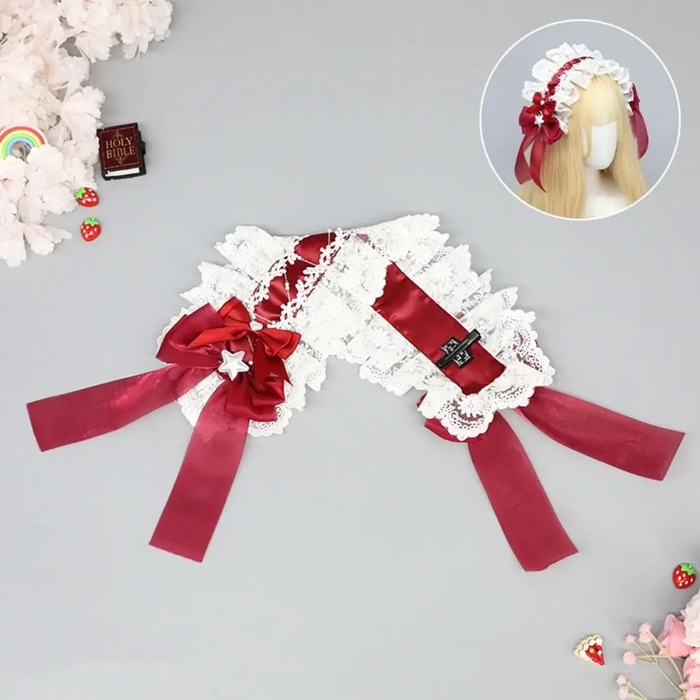

Creative Sweet Lolita Lace Headband Ribbon Bow Jk Ruffled Hairband Hair Accessories Kawaii Anime Maid Cosplay Headdress Daily