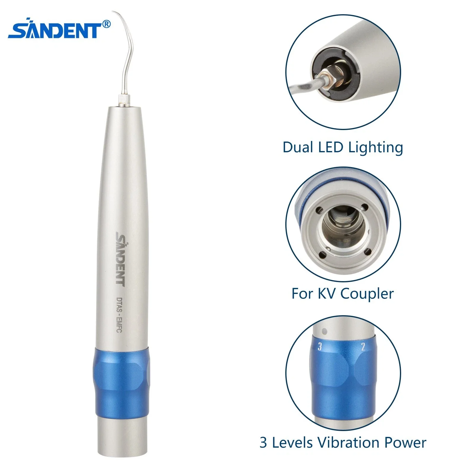 Dental Air Scaler Handpiece Sonic L Fiber Optic LED fit KAVO 6Hole Quick Coupler Coupling S1 S2 S3 Tip