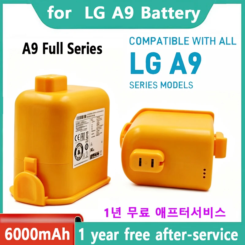 5000mAh CordZero Battery for A9/P9/A9S Vacuum, KC Certified, Compatible with EAC63382201/04 LG CordZero A9 Battery Replacement .