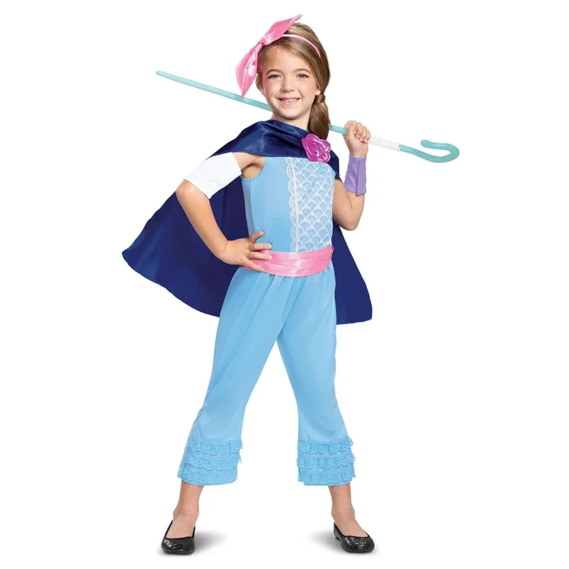 Anime Bo Peep Girls Classic Costume Adventure Hero Cosplay Costume with Hairpin Cape Accessories