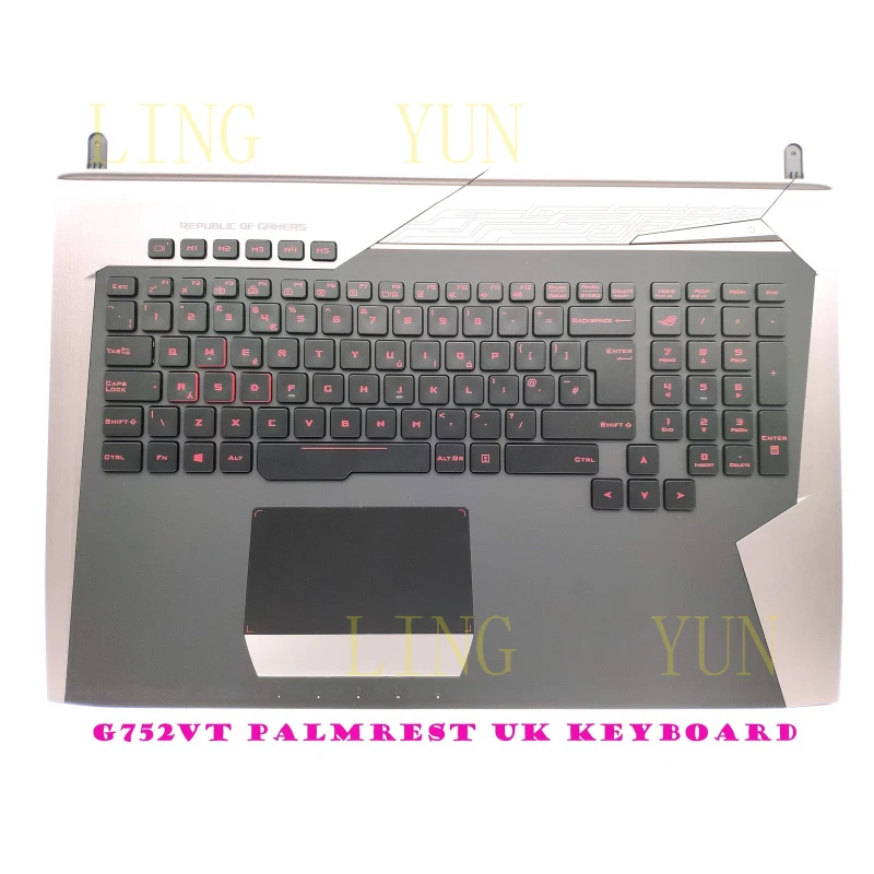 Z  New UK Backlit keyboard for Asus G752VT Palmrest  Top case 90NB09X1-R30290