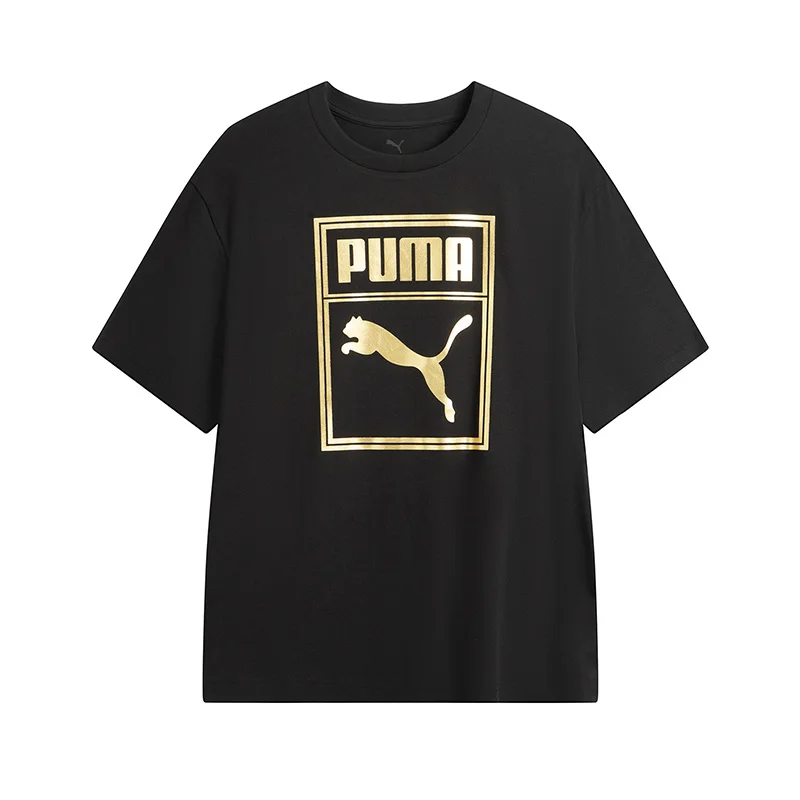 プーマ-ブラック-プーマ-スポーツ-カジュアル-ラウンドネック-半袖-tシャツ-メンズ-レディース-衣類-68927101