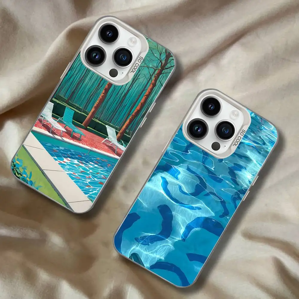 

David Hockney Art Phone Case For iPhone 17,16,15,14,13,12,11,Pro,XS,Max,Plus,Mini,SE4,E White Matte Shockproof Cover