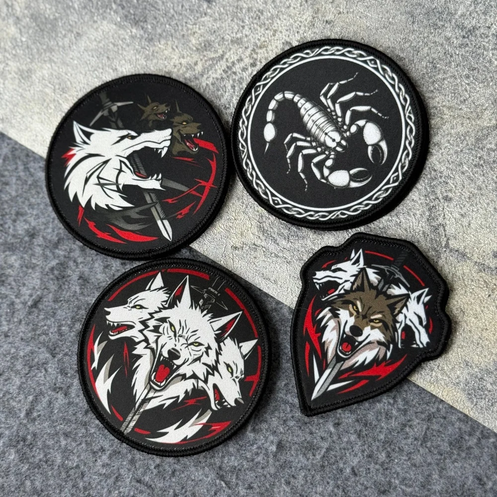 טלאי זאב גיהנום וחרב, אביזרים טקטיים, תג מורל, טלאים מודפסים עם סקוטש למדבקות תרמיל צבאי