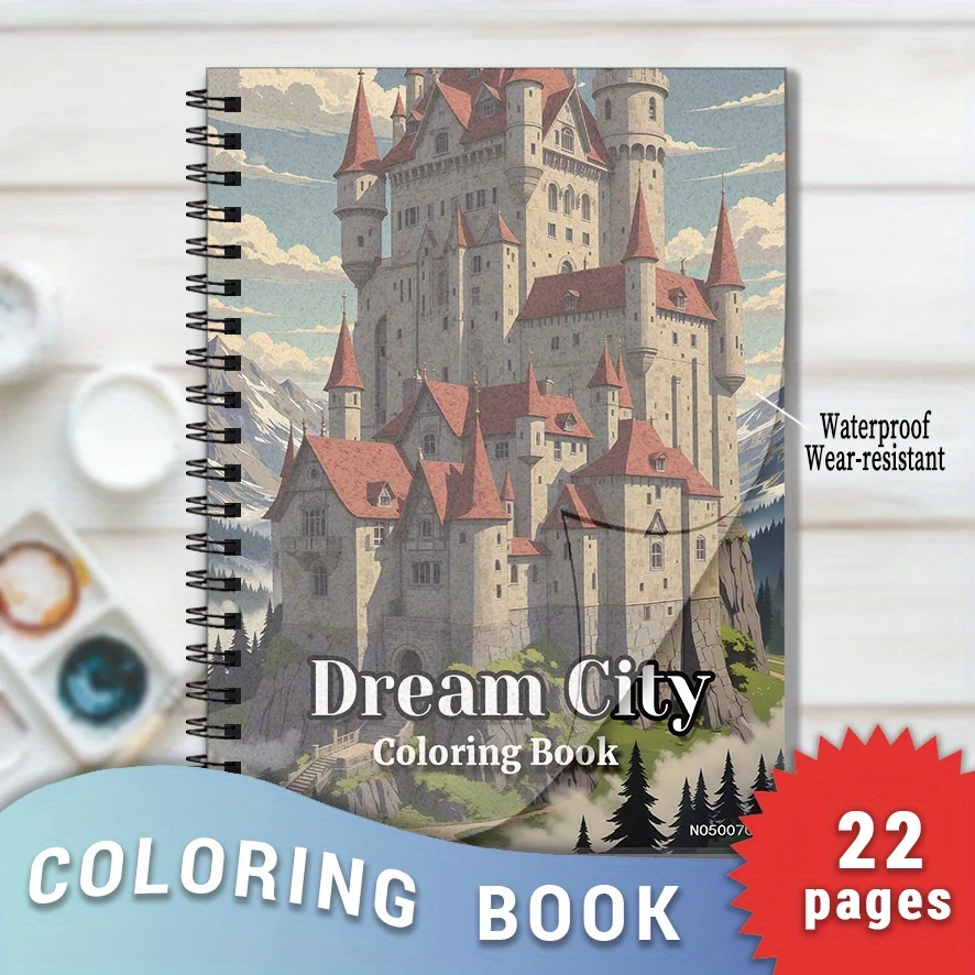 Dream City Coloring Book - 8.3×11.2 Inches, 22 Pages. Excellent for Fantasy - lover Relaxation, Magical Doodling, Holiday Gifts