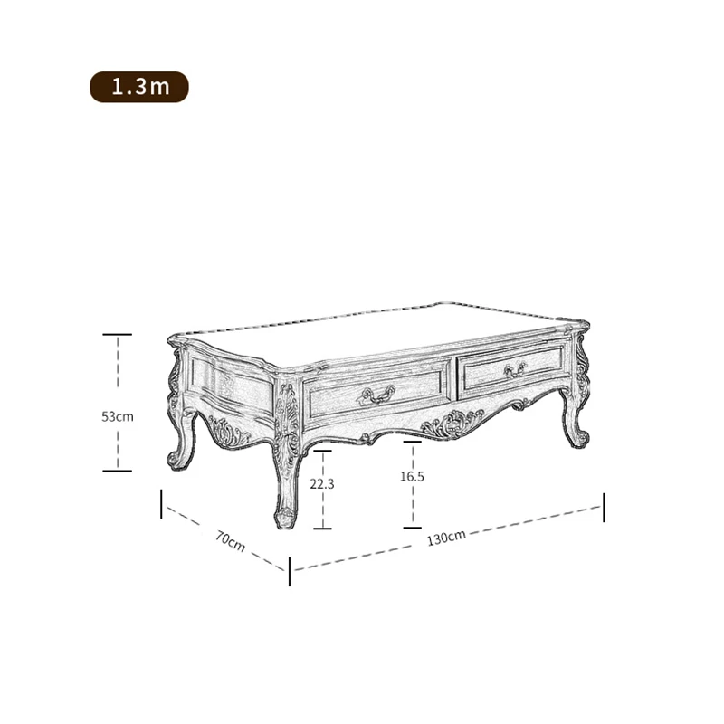 Furniture American Solid Wood Tea Table Living Room Simple Storage Rectangular Tea Table Retro European Coffee Table