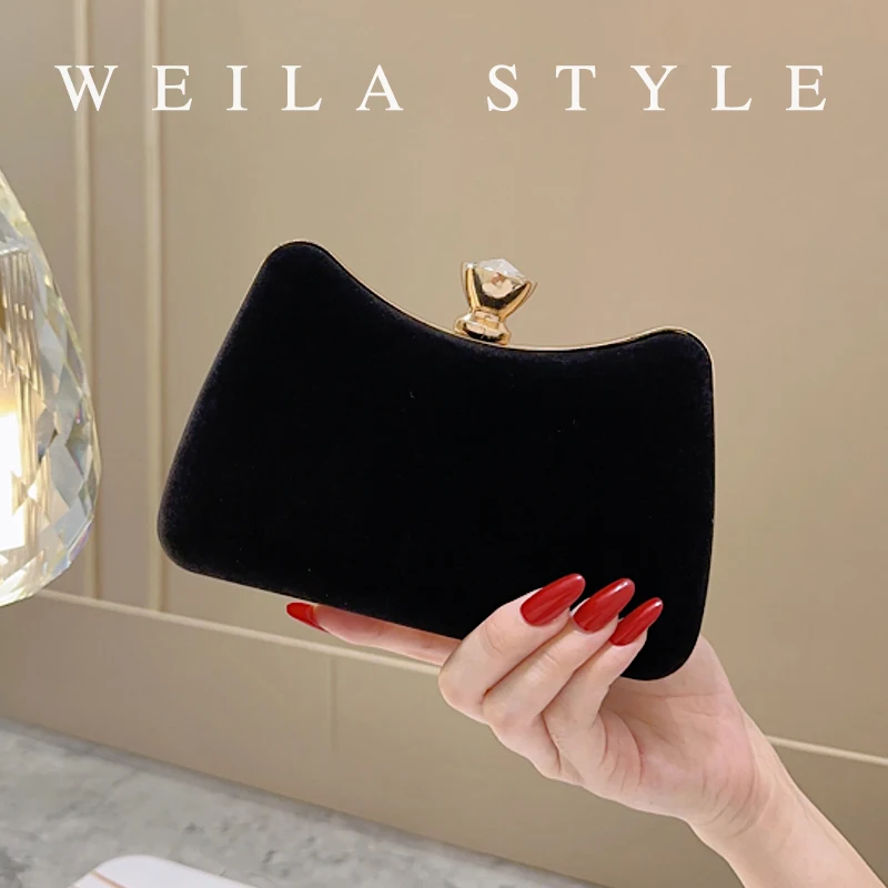 

Black Evening Bag Luxury Banquet Clutch for Women, Crossbody Chain Purse, Formal Cocktail Party Handbag