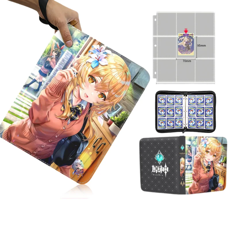 

Genshin Impact игрушка-карточка, коллекция книг, альбом, переплет, держатель для карт на молнии, игровая периферия, модный мультяшный роскошный праздничный подарок