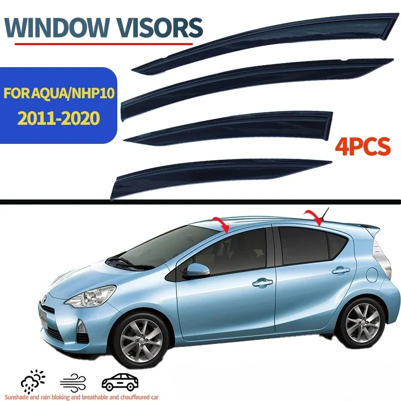 Fits for Toyota Aqua 2011-2019 Window visor Car Sun Rain Guard Vent Shade Deflector Wind Weathershield Moulding Trim