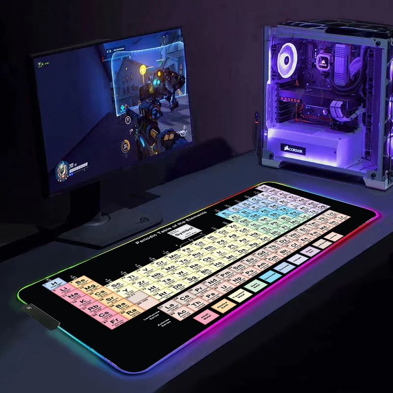 Alfombrilla de ratón con iluminación LED Rgb para Gamer, accesorios Kawaii para Gaming, ordenador, alfombrilla de escritorio