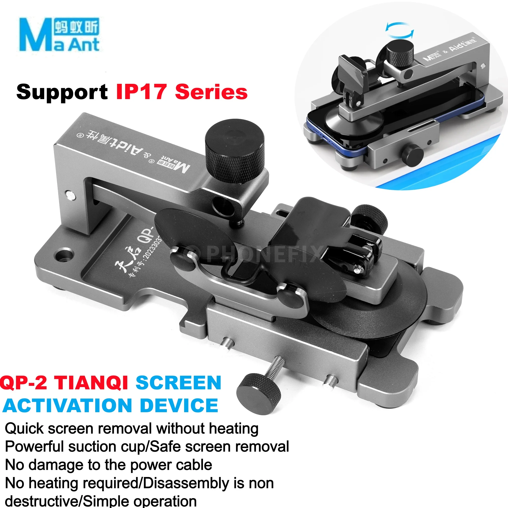 

MaAnt QP-2: Устройство для быстрого снятия задней крышки и ЖК-экрана без нагрева, с боковым креплением, для iPhone X-17 и Android-смартфонов