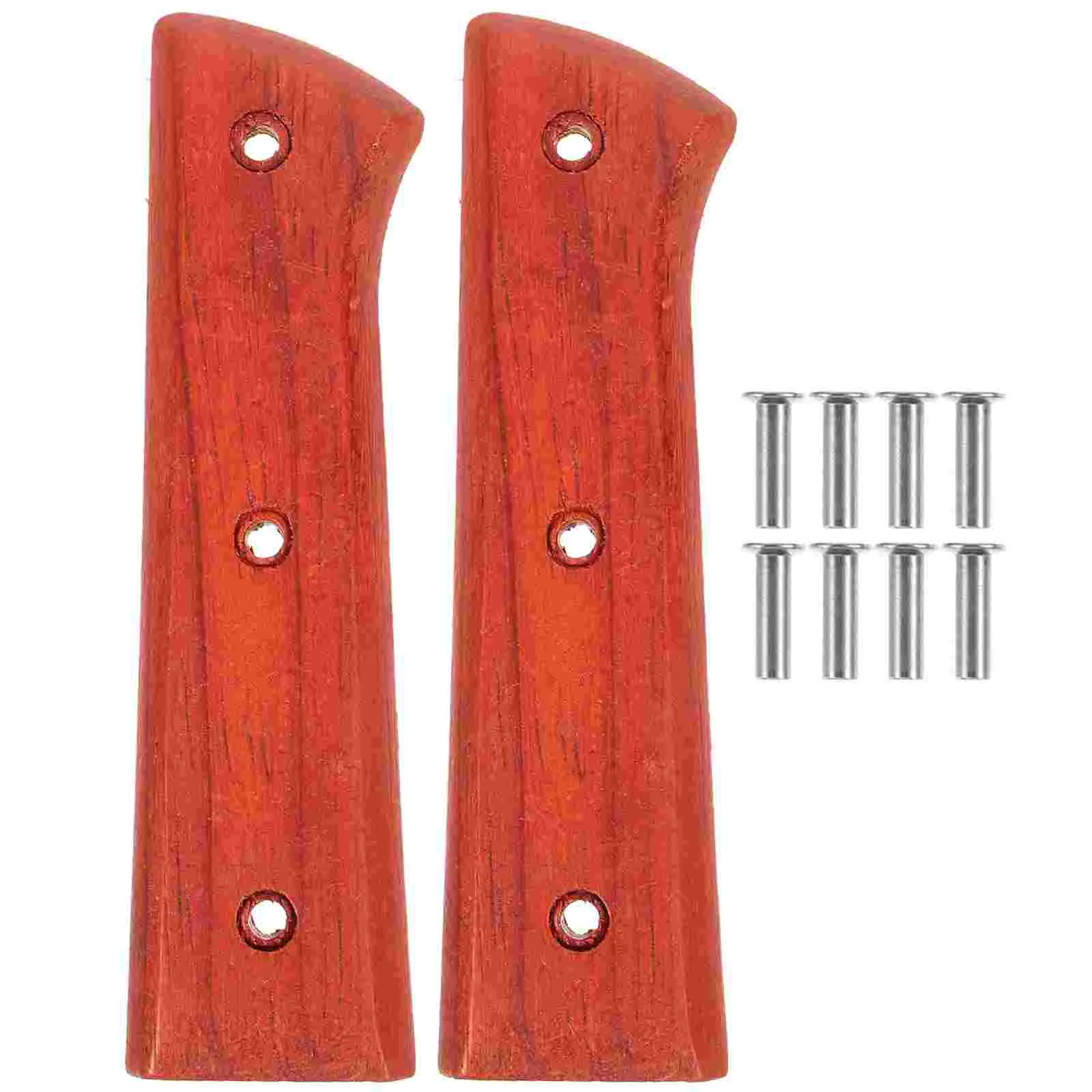 Kitchen Knife Handle Accessories (Type 1 Holed Red Pear Wood) Chopping Replacement Repair Parts Wooden Grip