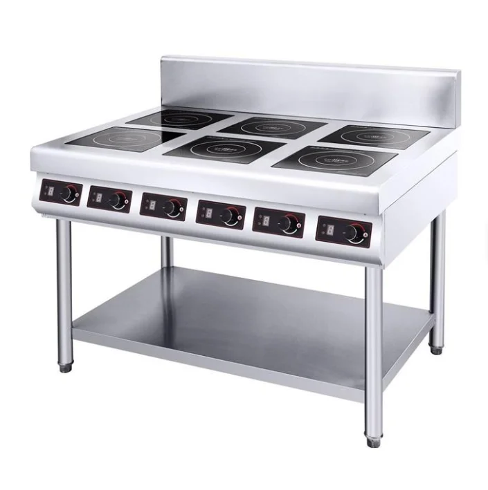 High Efficiency 6 Burner Commercial Induction Cooktop Freestanding Stainless Steel 6 Burners Electric Induction Stove For Hotel