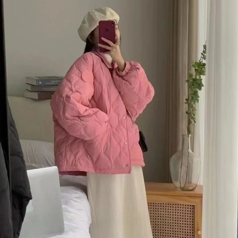 Baggy Parkas Frauen Koreanische Mode Winter Verdicken Lila Kleidung Куртка Зимняя Minimalistischen Alle-spiel Preppy Studenten Harajuku Ins