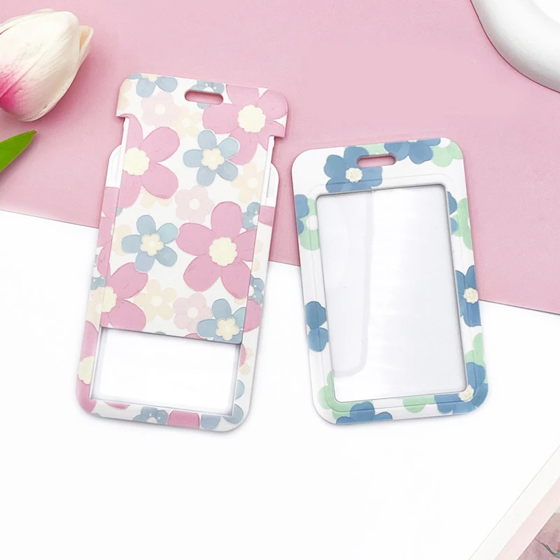 Lanyard Card Cover Badge Holder Hanging Neck Cute Printing Card Case Cartoon Card Holder Cover Card Protection Case Student
