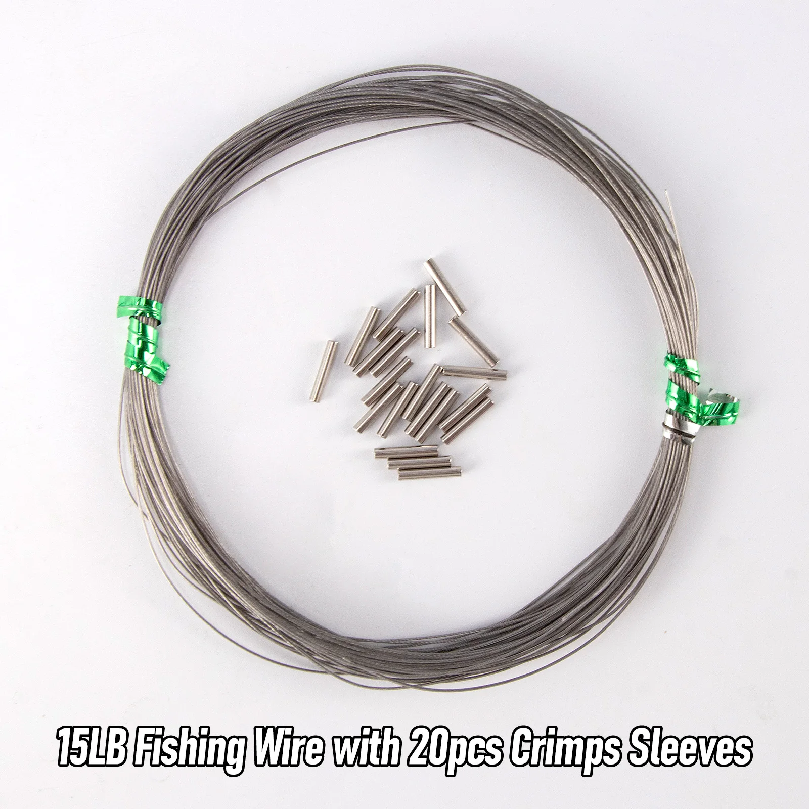 Angeldrahtvorfach mit 20 Crimps-Hülsen, Edelstahl-Vorfachschnur für Hecht, Billfish, Bluefish, Muskie, Wahoo Freshwater – Detail 7
