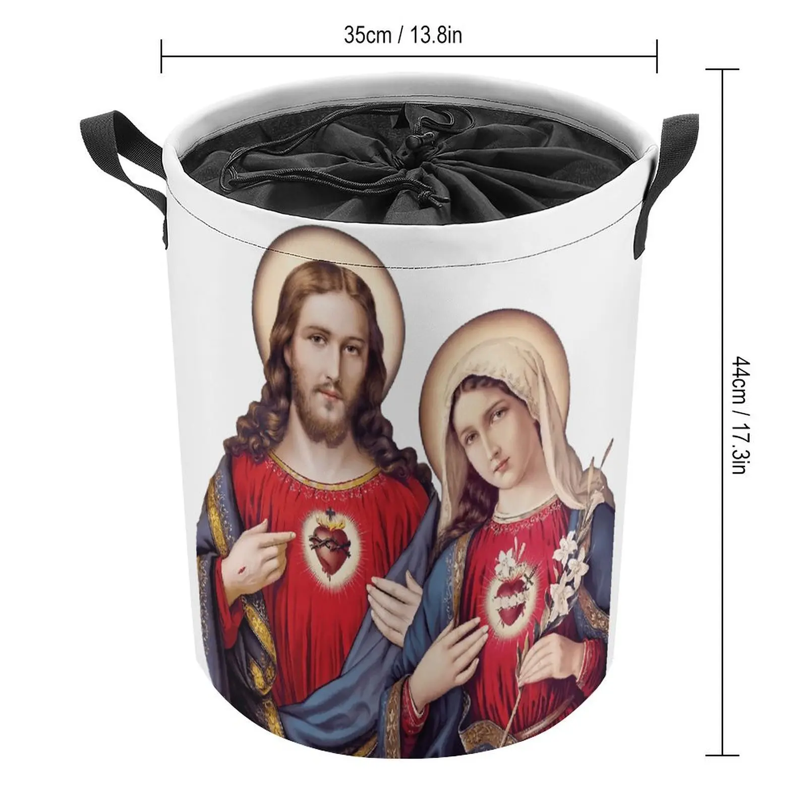 Storage Bins Sacred And Immaculate Hearts (Jesus And Mary) Vers Multifunctional Graphic Cool Laundry Basket Super Soft Convenien