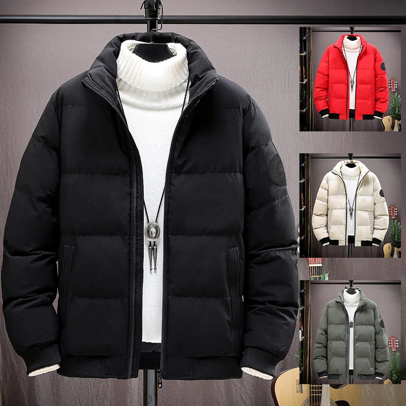 

Men's Thickened Parkas Stand Collar Winter Jacket Men's Parker Coat Winter Warm Thick Zipper Coat Padded Overcoat for Men