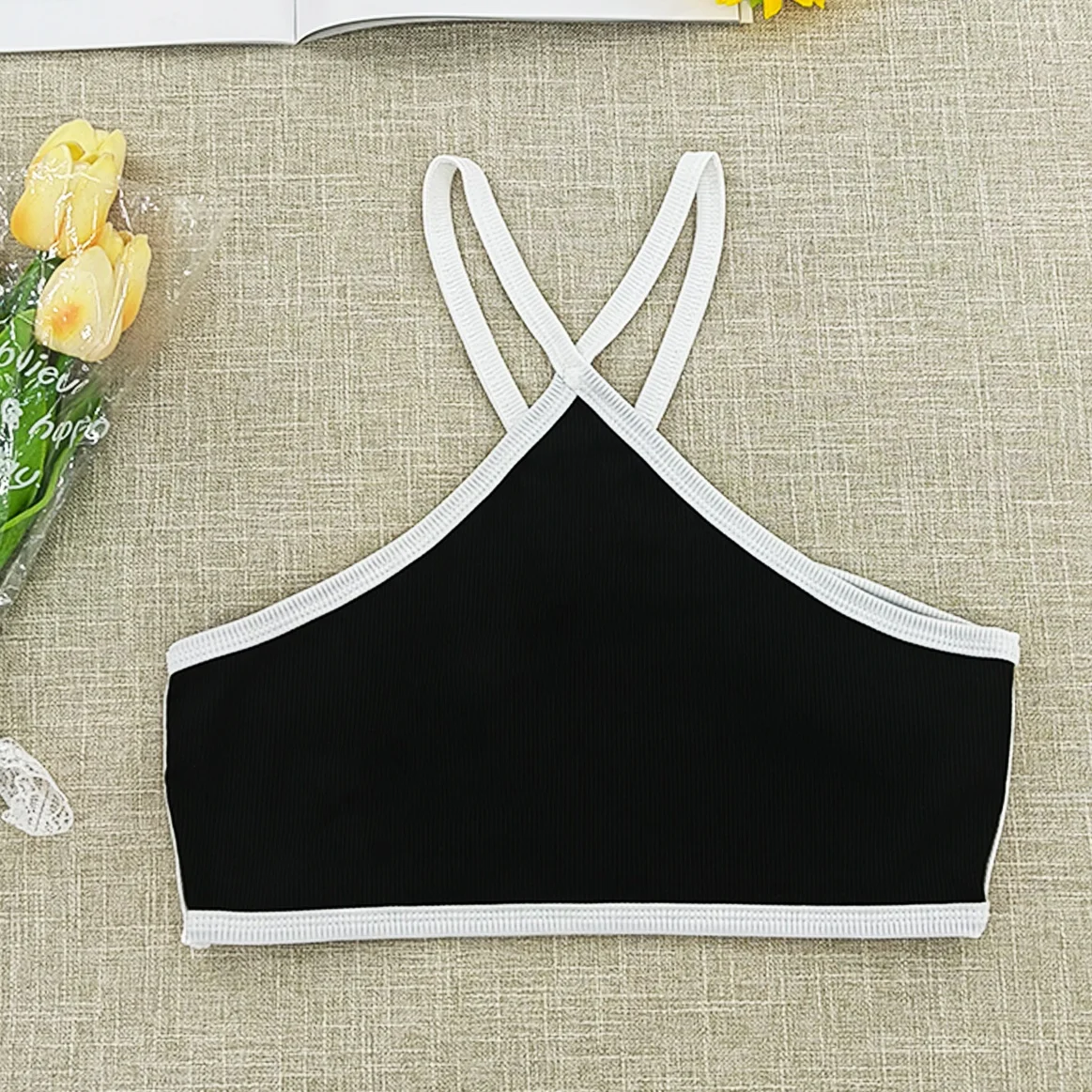 Seamless Ribbed Sexy Bra Women Corset Crop Top 2024 Summer Backless Black Underwear Female Brassiere Sports Leisure Bra Lingerie