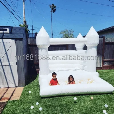 Commercial Kids Inflatable Jumping Castle Wedding Party Bouncy Jumping Castle White Bounce House with Ball Pit For Sale