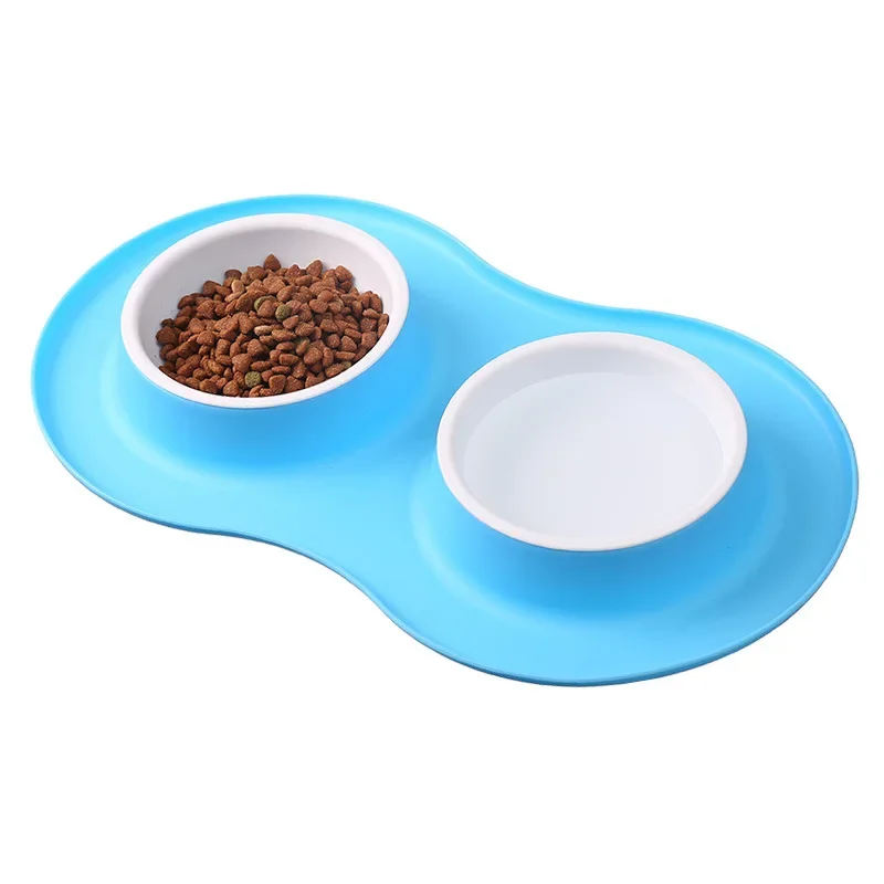 Anti-splash Double Food Bowls For Large Dogs Silicone Dog Bowl Mat Water Drinking Bowl For Cats  Anti Slip Dog Dish Accessories