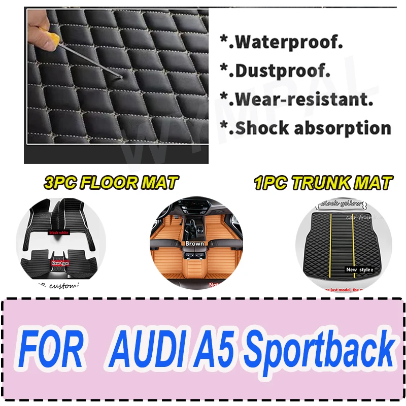 

Роскошные автомобильные коврики для AUDI A5 Sportback 2017-2019 2020 2021 2022 2023 Пользовательские автомобильные подушечки для ног