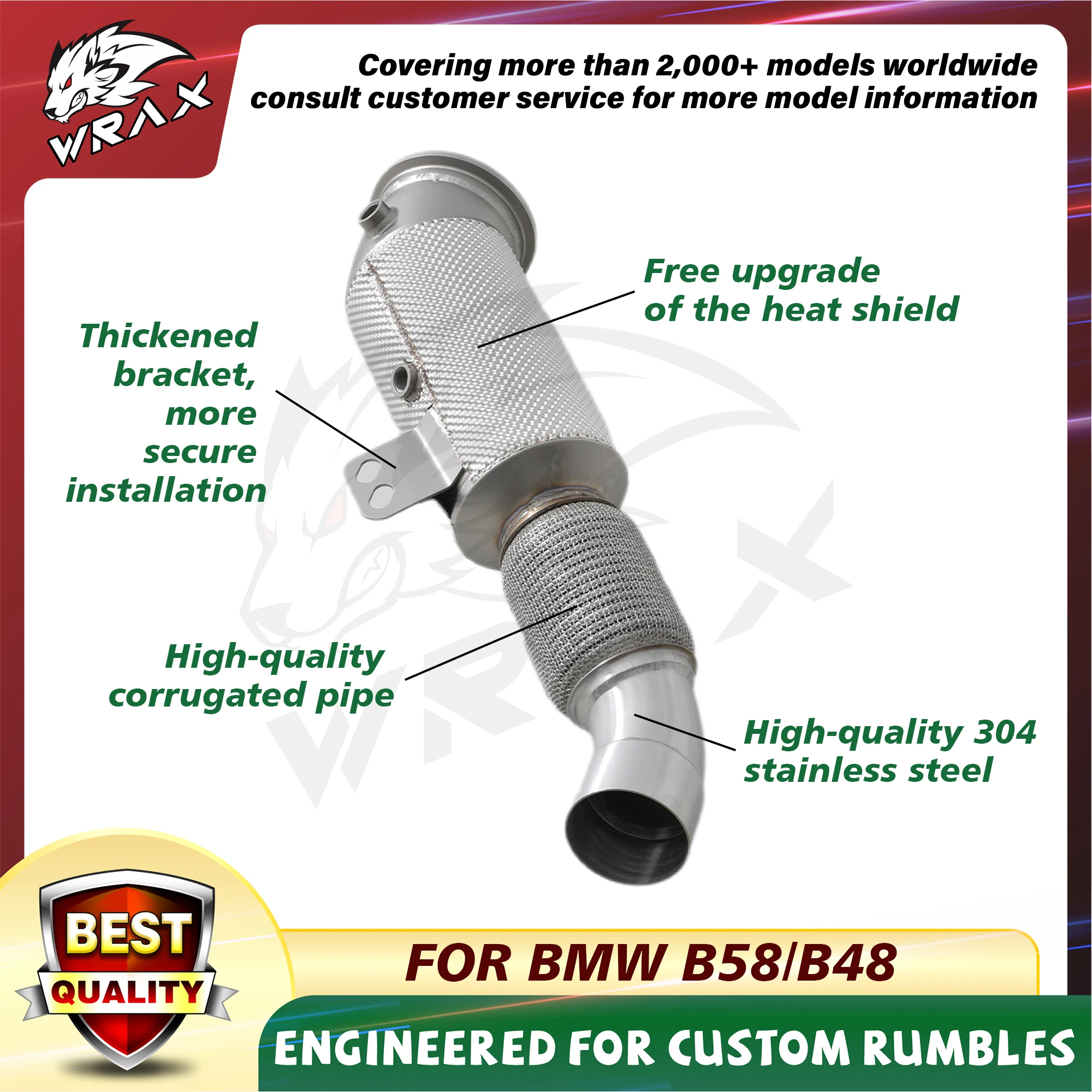 

Downpipe Exhaust For BMW B58 B48 B46 B38 WRAX High Performance Tuning Kit — Available in Sport Catalyst or Catless Design