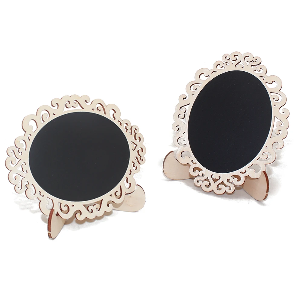 10Pcs Fashionable Hollow Flower Shape Mini Blackboard Wooden Chalkboard for Messages Notes Directions Instructions Reusable Eco