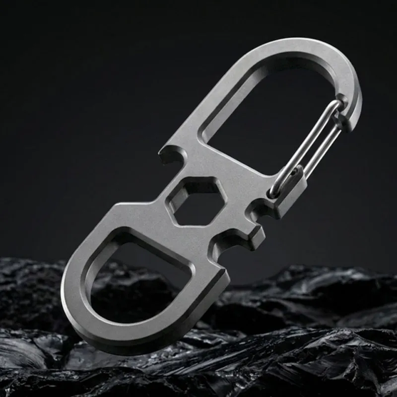 

Titanium Alloy EDC Buckle Keychain Carabiner Waist Hanging CAR Keyring Multi-functional Outdoor Tools Bottle Opener Wrench