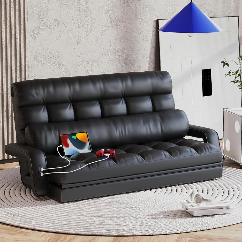 

6-Position Floor Lounge Sofa Bedroom Fold Out Couch, Floor Seating Bean Bag Bed RV No Bones Couch for Adults, Convertibl