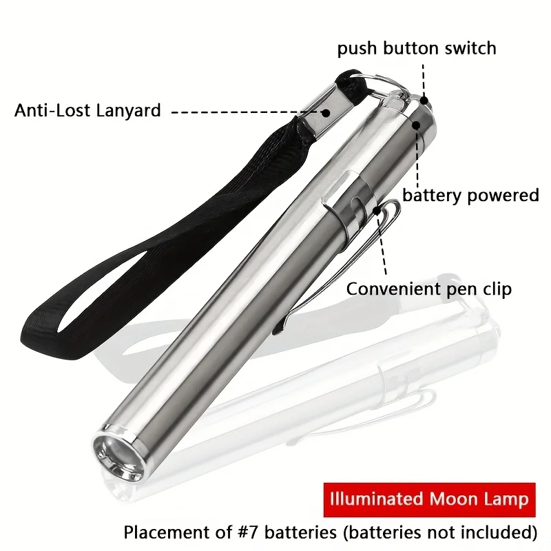 1pc Stainless steel Mini LED Flashlight Keychain light Travel emergency lighting (battery not included) view 6