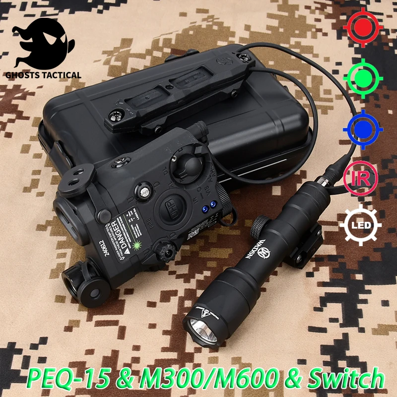 Tactical PEQ 15 SF M300A M600C Flashlight Airsoft Pistol Gun Equipments Milita High Power Red Dot Green Blue Laser Accsesories