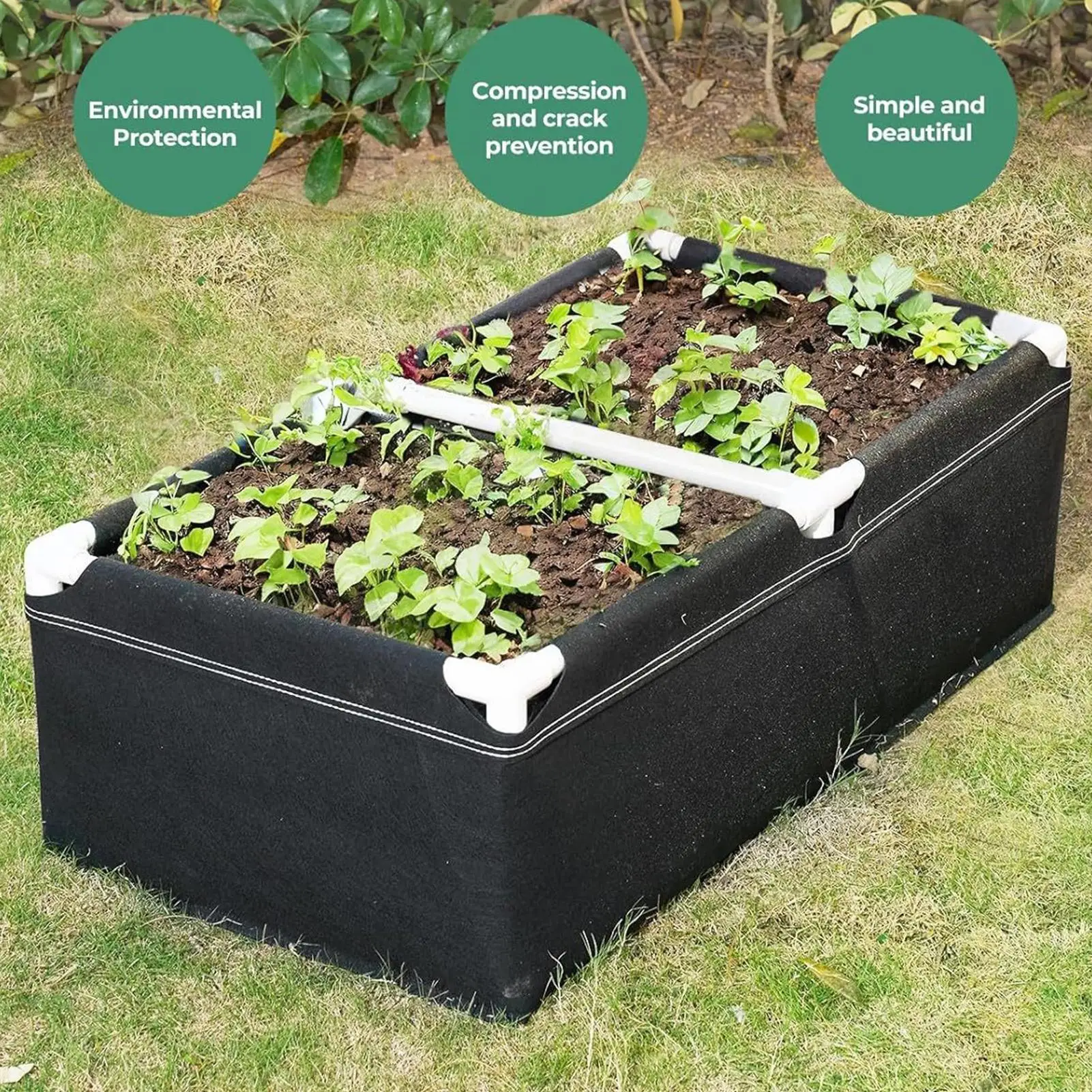 Cama elevada de tela, maceta Rectangular para cultivo de vegetales, cama elevada para cultivo de jardín con marco para verduras, fresas y patatas