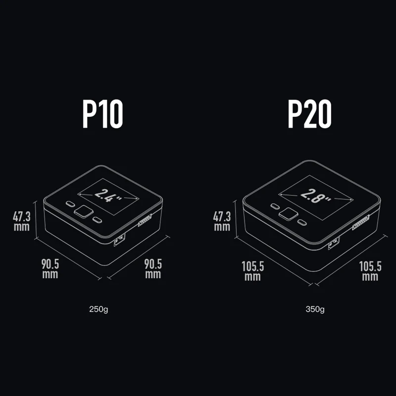 ISDT P20/P10 Зарядное устройство высокой мощности Смарт-дисплей Многофункциональные литий-ионные аккумуляторы постоянного тока 500WX2 20A LiPo (1-8S)/LiHv (11-70S)/Pb (1-12S)