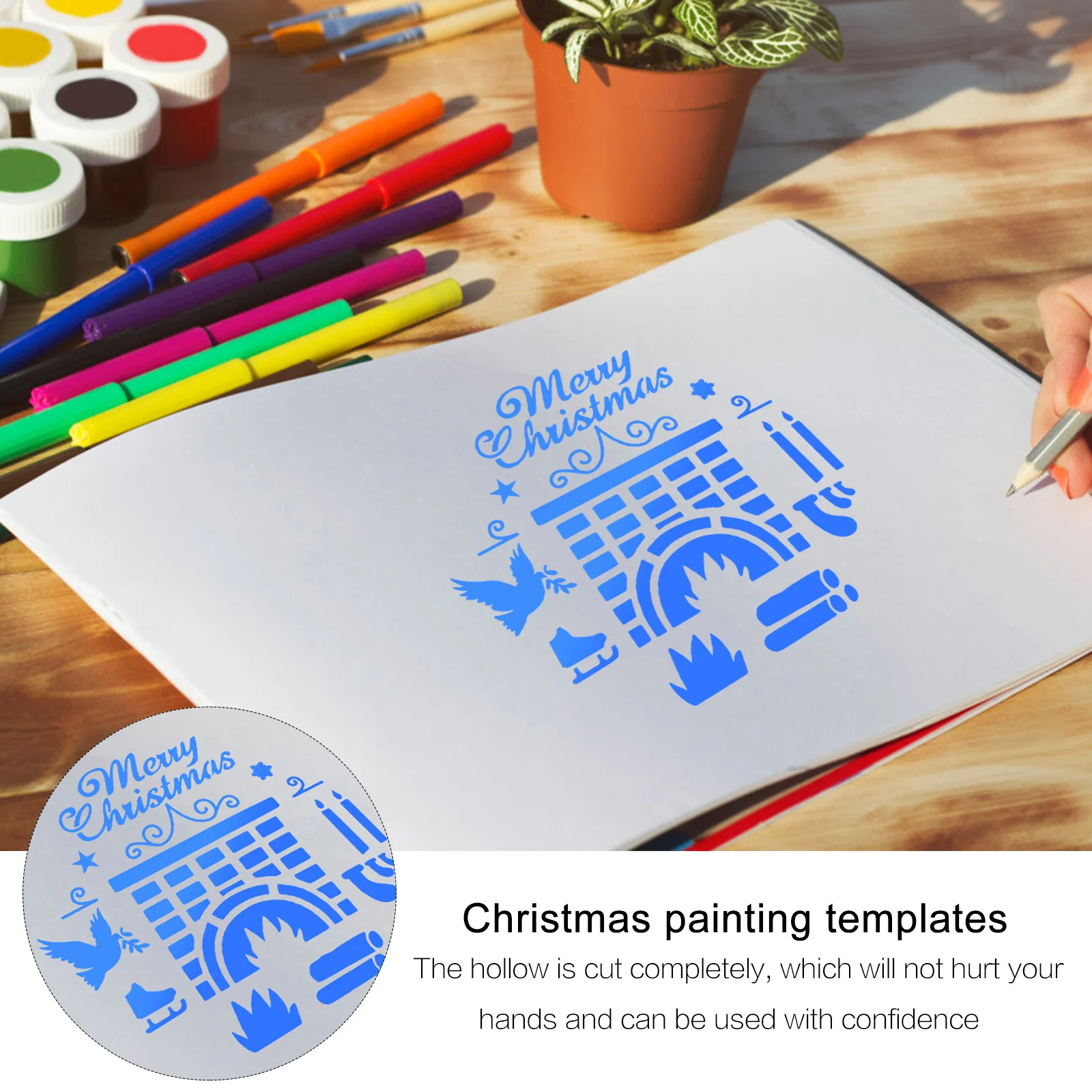 

12Pcs Christmas Painting Stencils Creative Plastic Templates Hollow Cut Santa Tree Patterns DIY Drawing Supplies Journal
