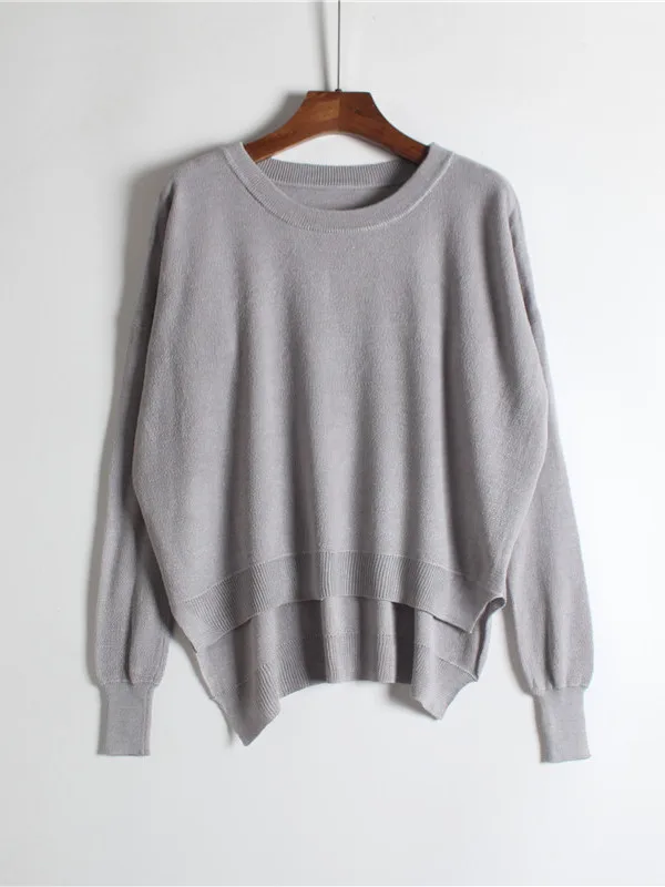 

Круглый пуловер Ne с широкими рукавами и длинными рукавами, вязаный свитер, однотонный, с короткими рукавами и длинными рукавами, ранняя осень, с...