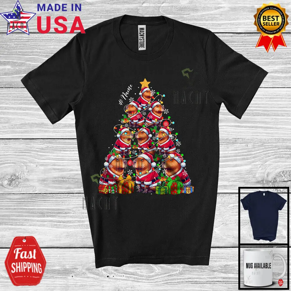 

Custom Name Capybara Christmas Tree; Joyful X-mas Lights Capybara; Rodent Shirt