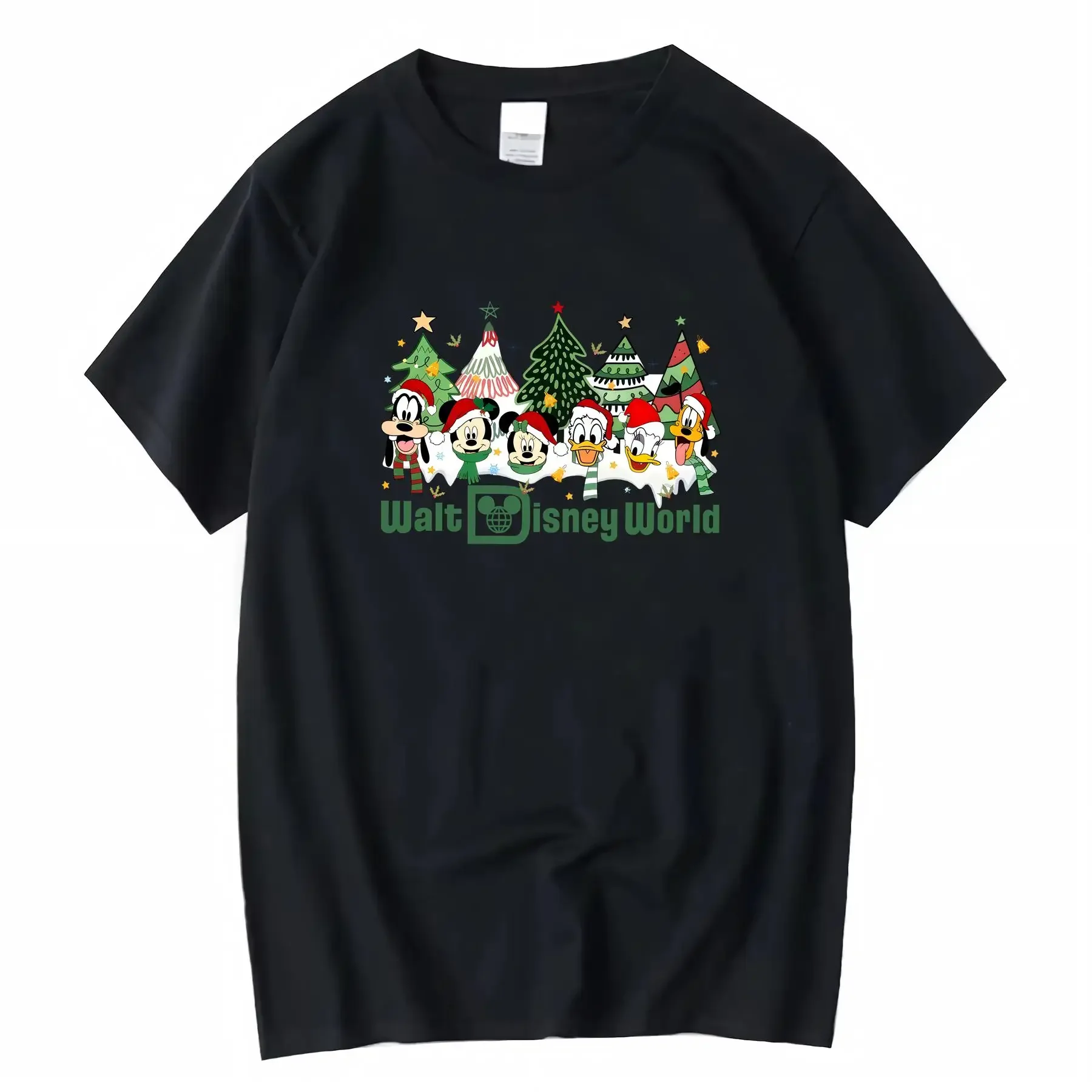 

Рождественская тематическая футболка для женщин, высококачественный чистый праздничный принт с Микки и Минни Маус, идеальная повседневная одежда, винтажная одежда