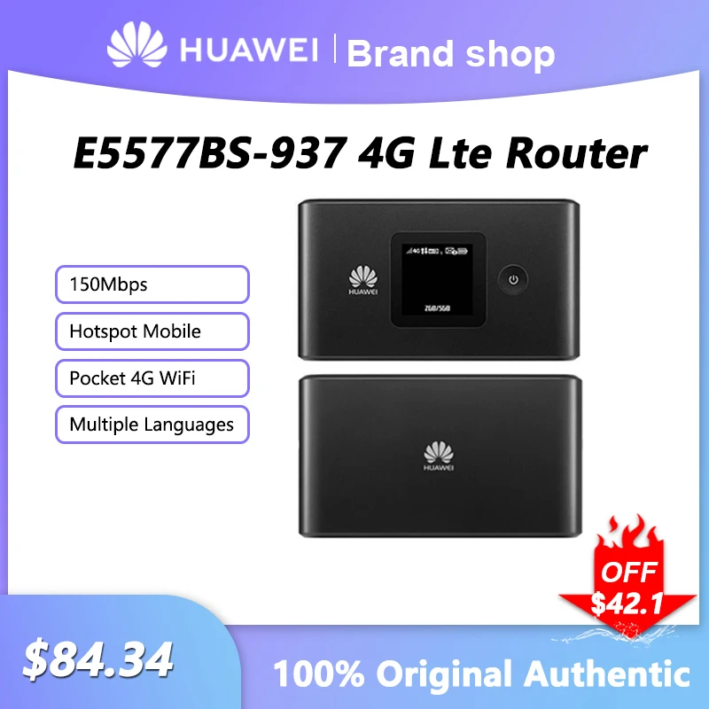 잠금 해제 화웨이 E5577BS-937 4G Lte 라우터, 무선 와이파이, 휴대용 모뎀, 핫스팟 포켓 Mifi, 150mbps, SIM 카드 슬롯 리피터 