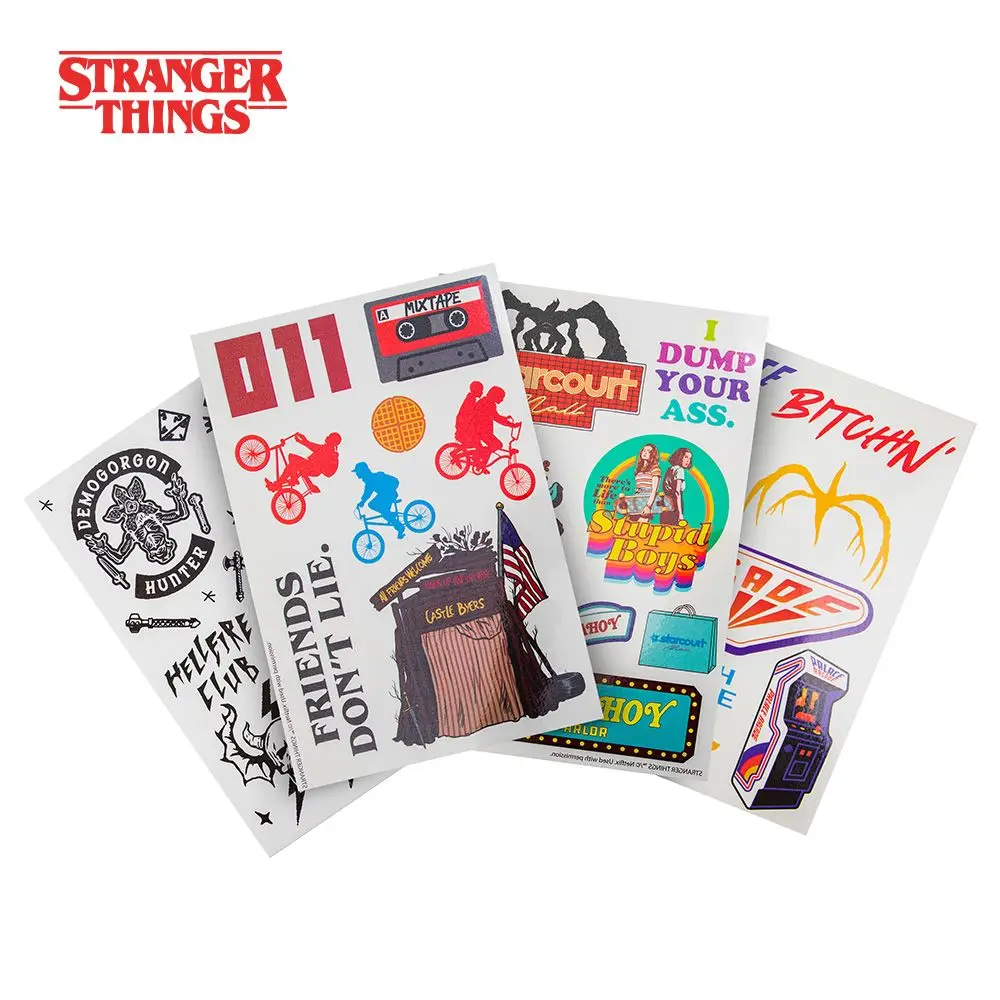 1 Set Offiziell lizenzierte Tattoo-Aufkleber von Stranger Things, bunte Cartoon-Aufkleber mit Wassertransfer, wasserdichte Körperdekoration – Detail 4